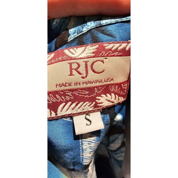RJC Hawaii Men's Blue Hawaiian Aloha Shirt With Sunset & Floral Design - Picture 3 of 5